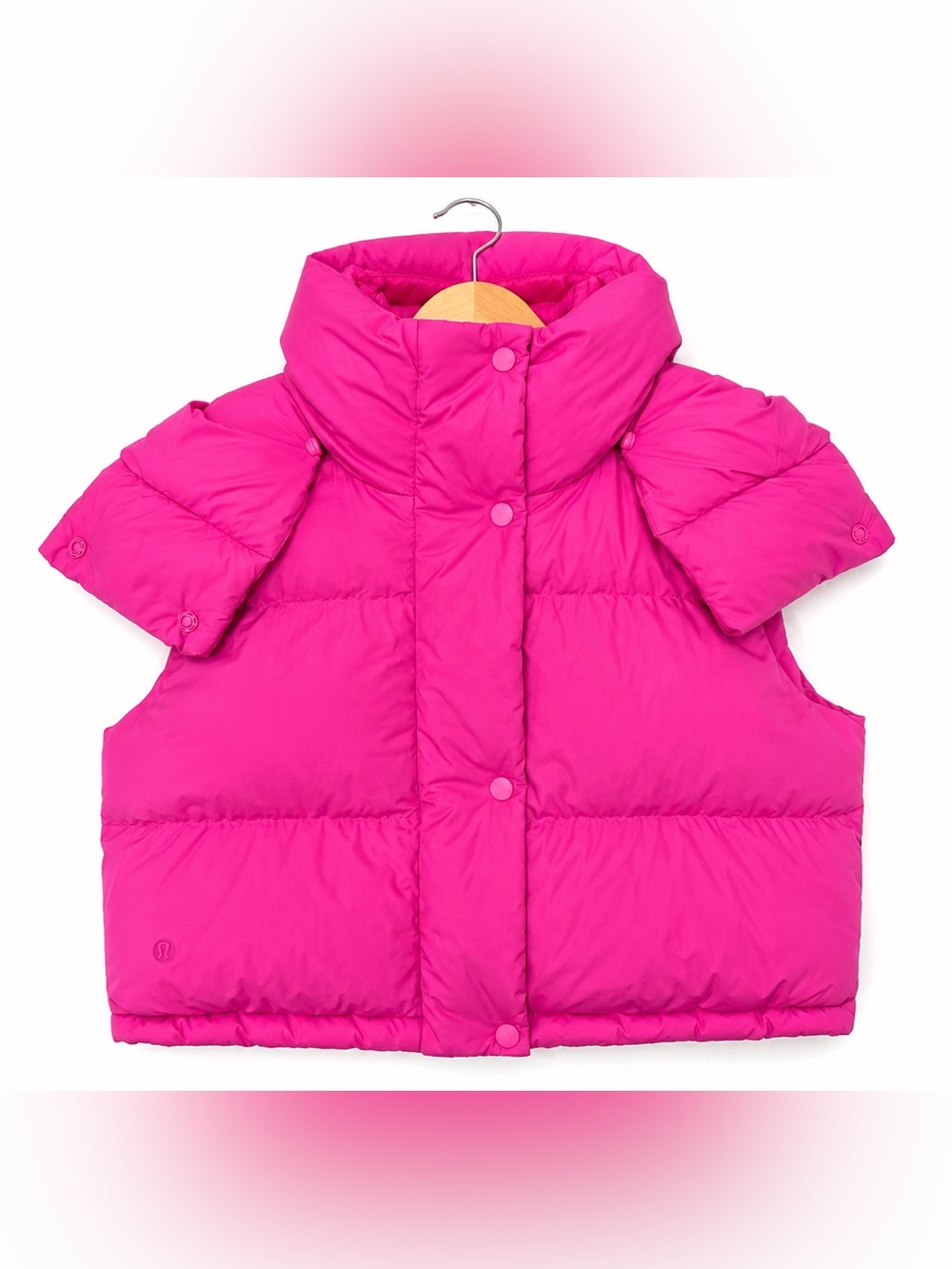 Lululemon Wunder Puff Super-Cropped Down Vest Pink Hooded‎ Goose Down Size 2
